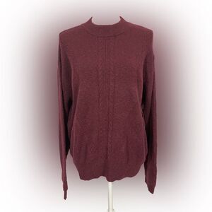St. John's Bay Maroon Red Mock Neck Sweater Women's Lagenlook Tight Knit Design